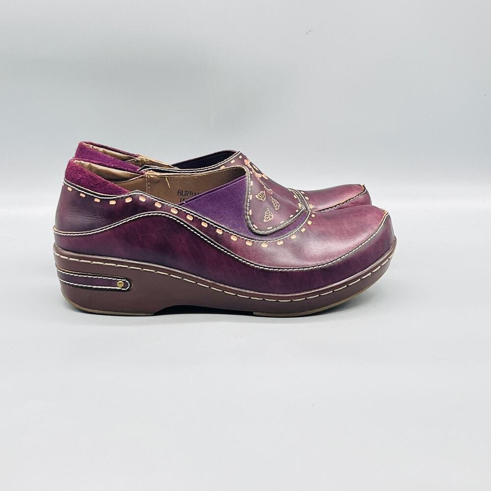 Spring Step L'Artiste Shoes Women 9 Purple Leather Burbank Clogs Slip On Comfort